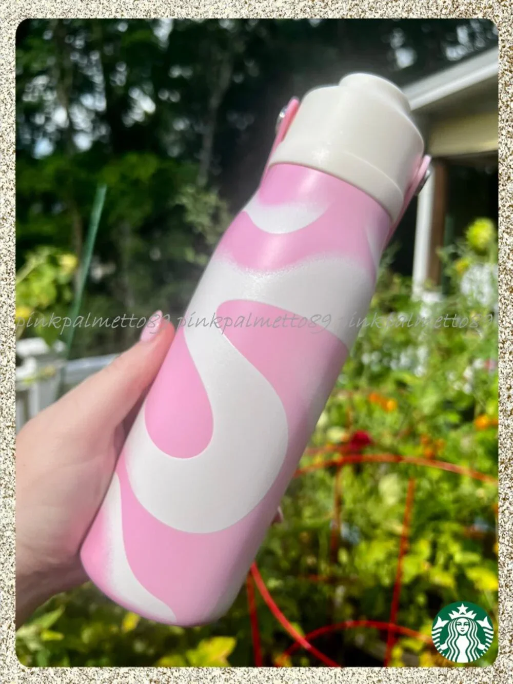 ✨🍓 NWT 2026 Starbucks 'Pink Drink' Swireled SS 18oz Water Bottle w/ Handle
